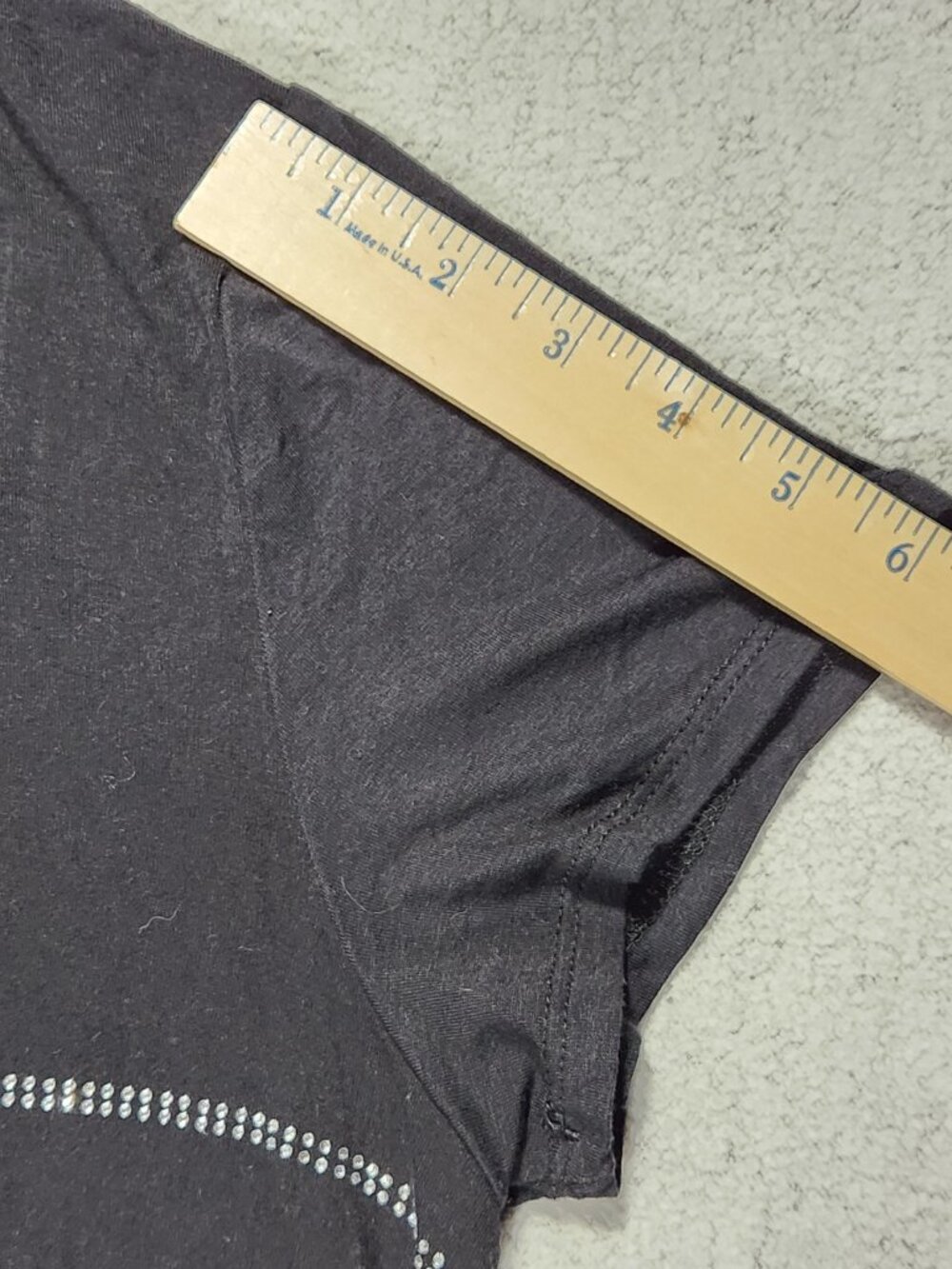 Bebe Sport Black T-Shirt Size L Rhinestone Logo Silver Ruched Side Tee Y2K Glam - Picture 2 of 9